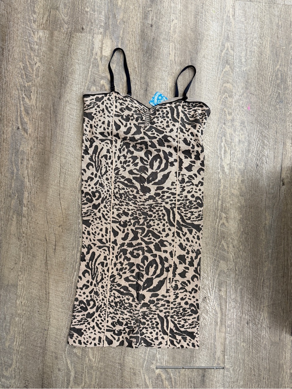 Free People Beige and Black Leopard Print Mini Dress